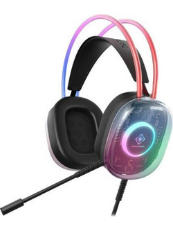 Deltaco DH230 Gaming Headset Over Ear Transparent Black