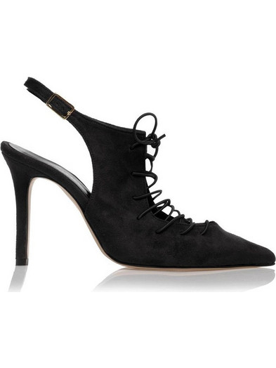Sante Γόβες Suede Slingback με Τακούνι Στιλέτο Μαύρες 25-667-37