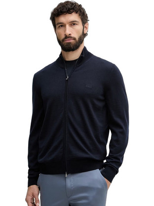 Hugo Boss Ανδρική Ζακέτα Φούτερ με Φερμουάρ Navy Μπλε 50571915-404