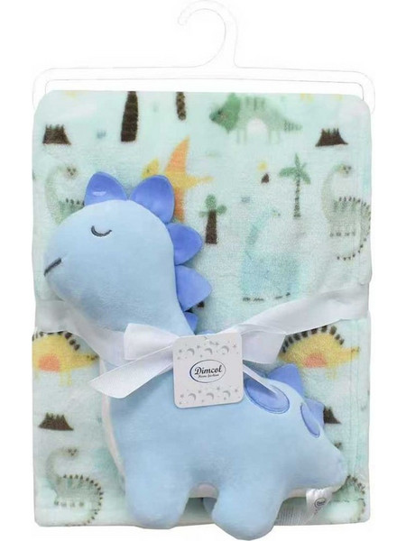 Dimcol Dinosaur 22 Κουβέρτα Αγκαλιάς Fleece με Λούτρινο 75x100 Πράσινο Mint