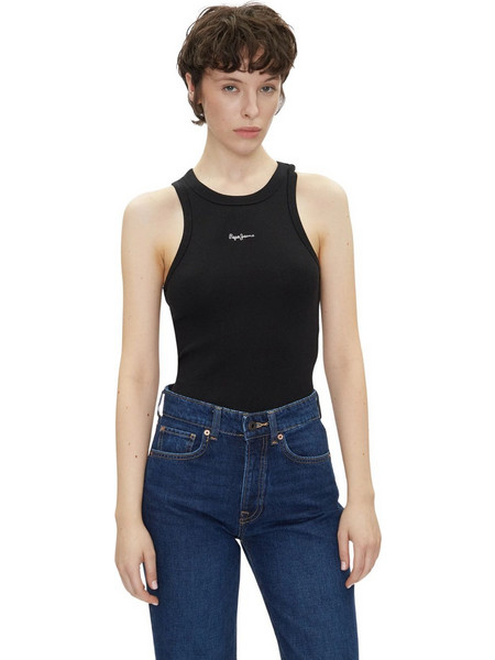 Pepe Jeans Marian Γυναικείο Καλοκαιρινό Top Ριπ Μαύρο PL506035-999