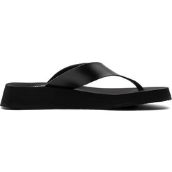 Volcom Not Ur Moms Δερμάτινες Γυναικείες Σαγιονάρες Flatforms Μαύρες W0812304-BLK