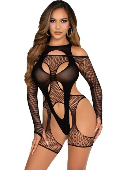 Leg Avenue Sexy Κορμάκι String Διχτυωτό Μαύρο D-243080