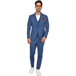 Berto Lucci Casual Ανδρικό Κοστούμι Καλοκαιρινό με Στενή Εφαρμογή & Γιλέκο Μπλε 01261-30304-5012