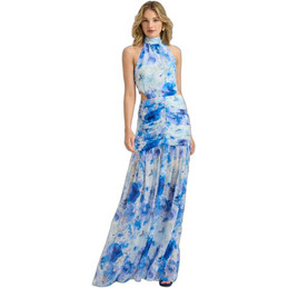Enzzo Nya Maxi Καλοκαιρινό Φόρεμα για Γάμο / Βάπτιση Floral Μπλε 261341