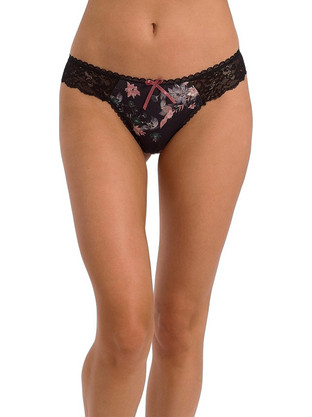 Mei Γυναικείο Sexy String με Δαντέλα Μαύρο 1155