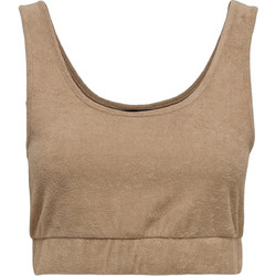 Only Γυναικείο Καλοκαιρινό Crop Top Βαμβακερό Καφέ 15258012