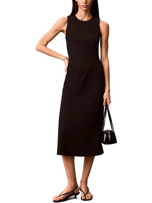 Calvin Klein Midi Καλοκαιρινό Καθημερινό Φόρεμα Μεταξωτό Μαύρο LV044G207G-UB1