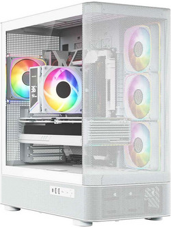 Modecom Volcano AQ300 White Gaming Midi Tower Κουτί Υπολογιστή RGB με Πλαϊνό Παράθυρο