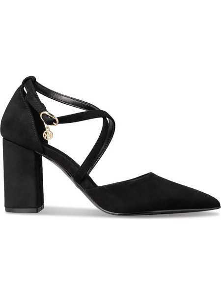 Envie Shoes Γόβες Suede με Χοντρό Ψηλό Τακούνι & Λουράκι Μαύρες E45-24444-001