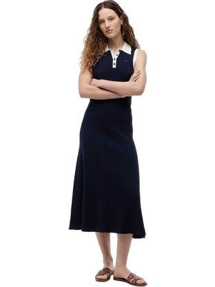 Tommy Hilfiger Midi Καλοκαιρινό Καθημερινό Φόρεμα Πλεκτό Navy Μπλε WW0WW49614