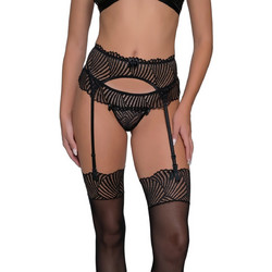 Milena By Paris Ζαρτιέρες με Δαντέλα See Through Μαύρες 5418
