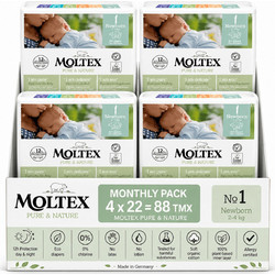 Moltex Pure & Nature Monthly Pack Πάνες No1 2-4kg 88τμχ