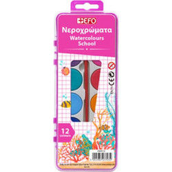 EFO Σετ Νερομπογιές με Πινέλο 12 Χρώματα 350512 Ροζ Συσκευασία