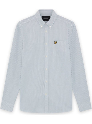 Lyle & Scott Ανδρικό Πουκάμισο Βαμβακερό Ριγέ Μακρυμάνικο Κανονική Γραμμή Μπλε LW2214VT-Y150