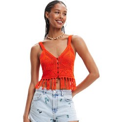 Desigual Loro Γυναικείο Καλοκαιρινό Top Πλεκτό Πορτοκαλί 23SWMF01-7029