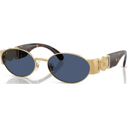 Versace VE2299 2299 Ανδρικά Γυαλιά Ηλίου Οβάλ Μεταλλικά Χρυσά με Μπλε Φακό
