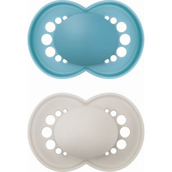 Mam Original Unprinted Ορθοδοντικές Πιπίλες Σιλικόνης 6-16m Πετρόλ Μπεζ 2τμχ