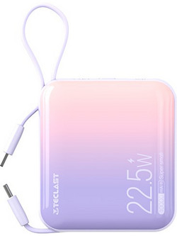Teclast M10 Pro Power Bank 10000mAh 22.5W με Ενσωματωμένα Καλώδια USB-C & Lightning Power Delivery Pink Purple