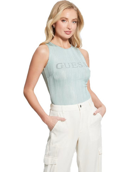 Guess Γυναικείο Καλοκαιρινό Top Γαλάζιο W4GP04KBYZ0