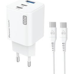 Powertech PT-1671 Φορτιστής με Καλώδιο USB-C με Θύρα USB-A & 2 Θύρες USB-C 100W Power Delivery