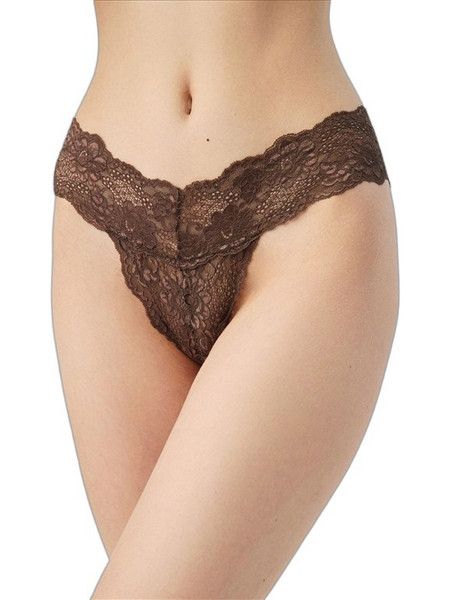 Minerva Γυναικείο String με Δαντέλα Σοκολατί 90-88756-464