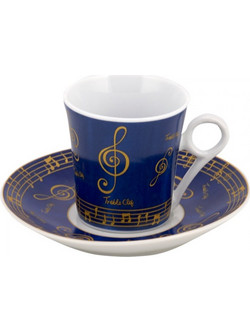 WM Collection Σετ Φλιτζάνια Espresso & Ελληνικού Καφέ Πορσελάνης Μπλε Πορτοκαλί 75ml 6τμχ N949/6/A