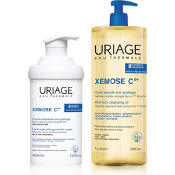 Uriage Xemose C8+ Anti-Itch Cleansing Oil 1lt + Lipid-Replenishing Anti-Irritation Cream 400ml