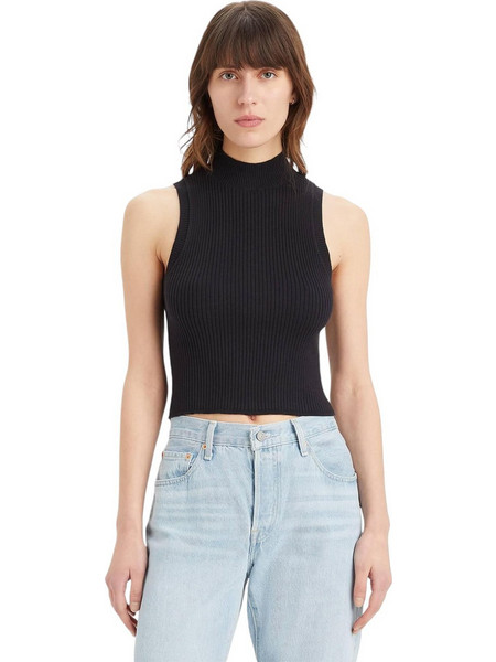 Levi's Γυναικείο Καλοκαιρινό Crop Top Ριπ Μαύρο A8893-0000
