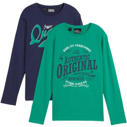 Bonprix Σετ Παιδικά T-Shirt Μακρυμάνικα Navy Μπλε Πράσινο 951910