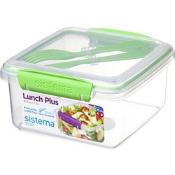 Sistema Lunch Box Plus Δοχείο Φαγητού Πλαστικό Κατάλληλο για Φούρνο Μικροκυμάτων 1.2lt Διαφανές Πράσινο