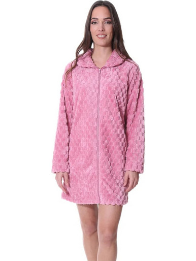 Lydia Creations Γυναικεία Ρόμπα Χειμωνιάτικη Fleece Ροζ 26588