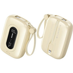 Wekome WP-107 Power Bank 10000mAh 22.5W με Ενσωματωμένα Καλώδια USB-C & Lightning Power Delivery Beige