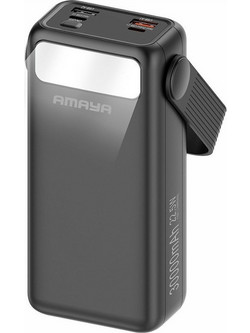 Amaya APB-30 Power Bank 30000mAh 22.5W με Ενσωματωμένα Καλώδια USB-C Lightning & micro USB Black