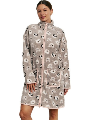 Promise Γυναικεία Ρόμπα Χειμωνιάτικη Fleece Μπεζ N22404