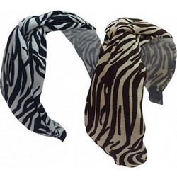RO Accessories 14-0144 Στέκα Μαλλιών Υφασμάτινη Κόμπος Animal Print Μαύρη C107253-A