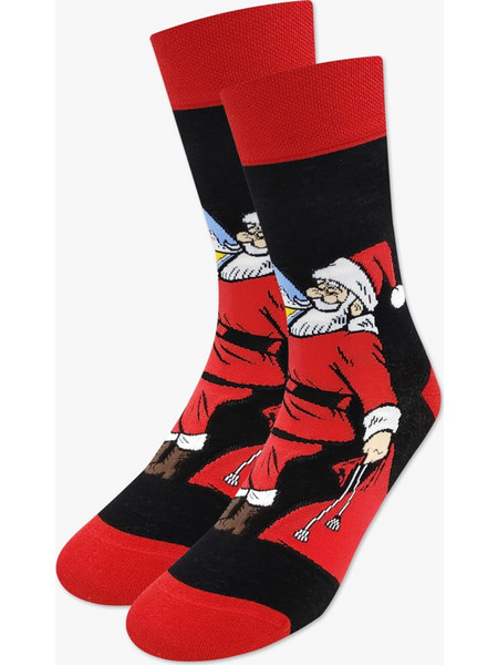 NODO Santa Thirsty Χριστουγεννιάτικες Βαμβακερές Ανδρικές Κάλτσες Ψηλές Μαύρες S16493