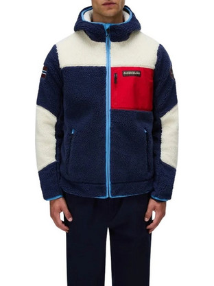 Napapijri Ανδρική Ζακέτα Fleece με Κουκούλα και Φερμουάρ Navy Μπλε NP0A8AZX-M6E