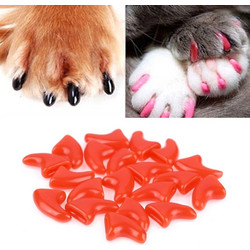 20 PCS Silicone Soft Cat Nail Caps / Cat Paw Claw / Pet Nail Protector/Cat Nail Cover, Size:XS(Red) (OEM)
