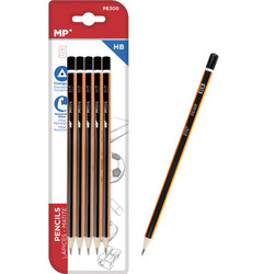 MP ξύλινο μολύβι PE300, τρίγωνο, HB, 5τμχ - MP 77936 MP