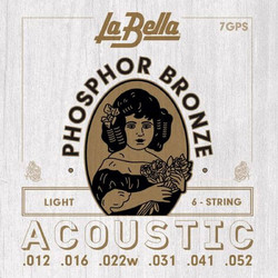 La Bella 7GPS Σετ 6 Χορδές Ακουστικής Κιθάρας Phosphor Bronze 12-52" Light Tension