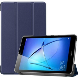 Huawei MatePad T8 8" (2020 Release) - Θήκη Βιβλίο Tri-Fold Μπλε Μεταλλικό με Βάση Στήριξης και πίσω καλύμμα σιλικόνης διάφανο (oem)
