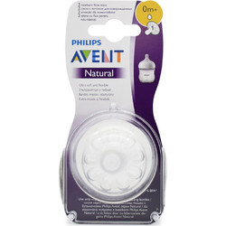 Philips Avent Natural SCF041/27 Θηλή Σιλικόνης για Μπιμπερό 0m+ Αργής Ροής 2τμχ