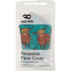 Eco Chic Face Cover Teal Highland Cow M18 1τμχ