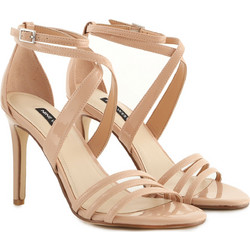 Nine West ILov3 Γυναικεία Πέδιλα Δερμάτινα Nude με Λεπτό Ψηλό Τακούνι