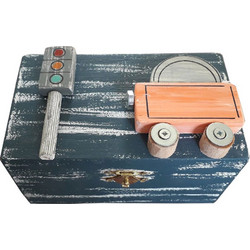 Χειροποίητο Ξύλινο Κουτί Αποθήκευσης 14x8x8 KWood Art 6217 Αμάξι Με Φανάρι