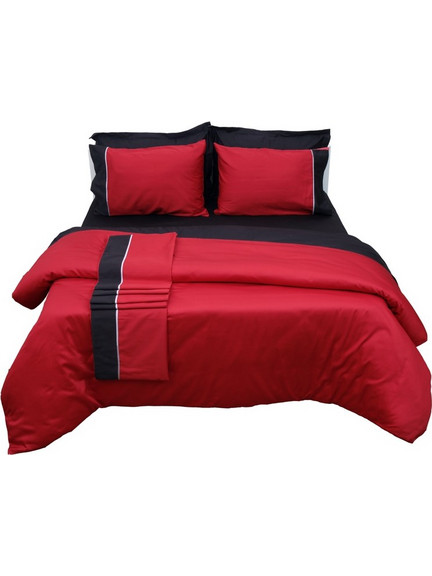 Σετ παπλωματοθήκη Υ/Δ (220Χ240) LUXURY BICOLOUR RED/BLACK, ANNA RISKA