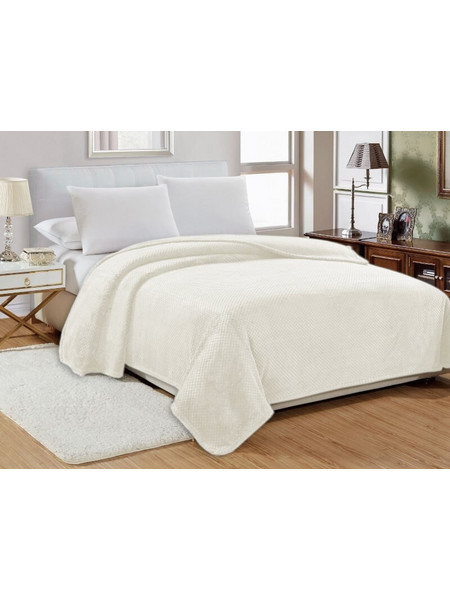 Κουβέρτα Υπέρδιπλη Βελουτέ Εκρού Popcorn Jacquard Flannel Γαρύφαλλο 220x240