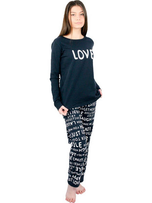 Galaxy Love Παιδική Πιτζάμα Βαμβακερή Χειμωνιάτικη Navy Μπλε 125-21-006