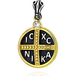 Anastasios Creations Μενταγιόν Κωνσταντινάτο από Ασήμι 925 Επιχρυσωμένο με Ζιργκόν 039085